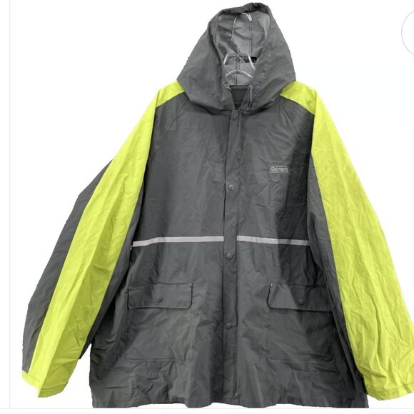 COLEMAN RAIN JACKET- MENS XL/2XL | GRAY & NEON YELLOW | WORKWEAR + GORPCORE - Picture 1 of 11